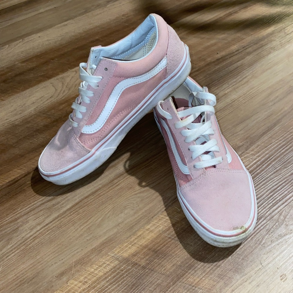 Vans Pink and White Old Skool Sneakers